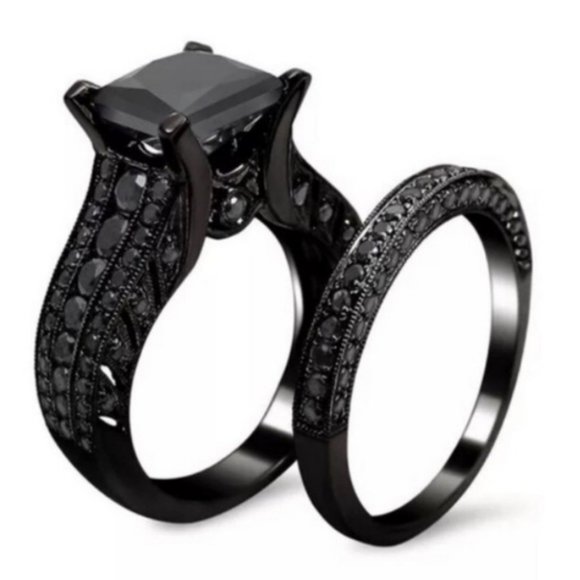 New Black Sapphire Wedding Ring - Picture 2 of 2